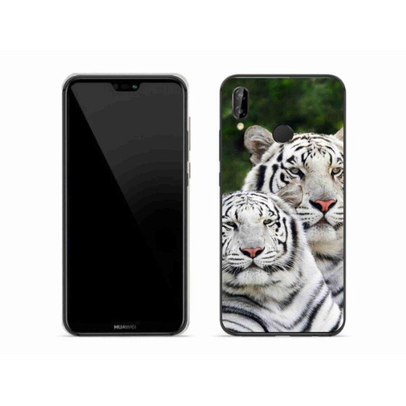 Gélový obal mmCase na mobil Huawei P20 Lite - bieli tigre