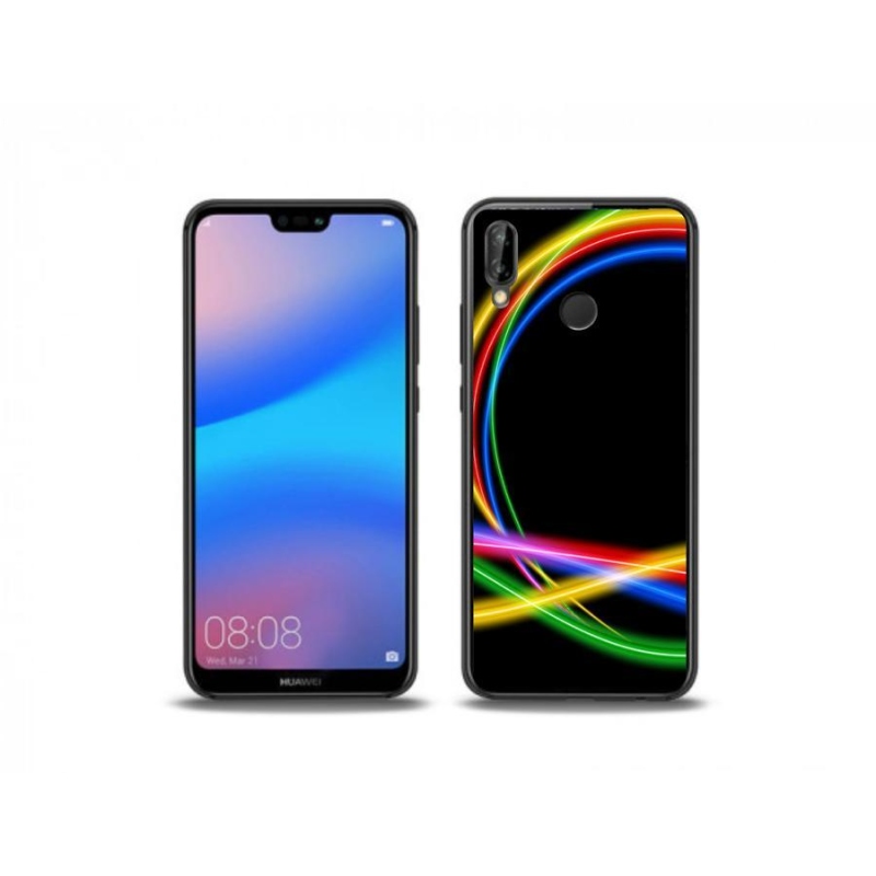 Gélový obal mmCase na mobil Huawei P20 Lite - neónové kruhy