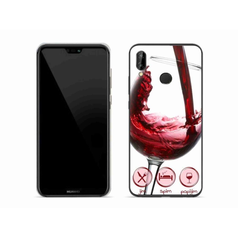 Gélový obal mmCase na mobil Huawei P20 Lite - pohárik vína červené