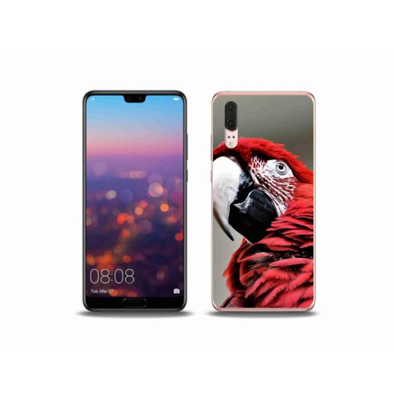 Gélový obal mmCase na mobil Huawei P20 - papagáj ara červený