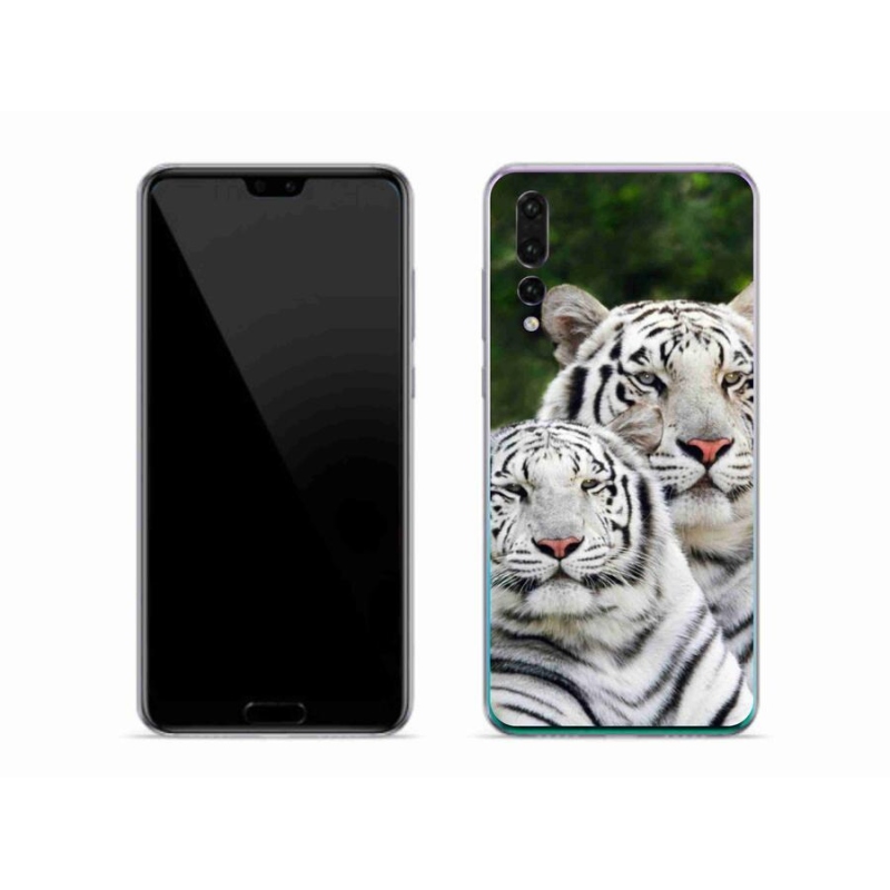 Gélový obal mmCase na mobil Huawei P20 Pro - bieli tigre