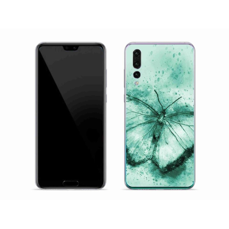 Gélový obal mmCase na mobil Huawei P20 Pro - zelený motýľ