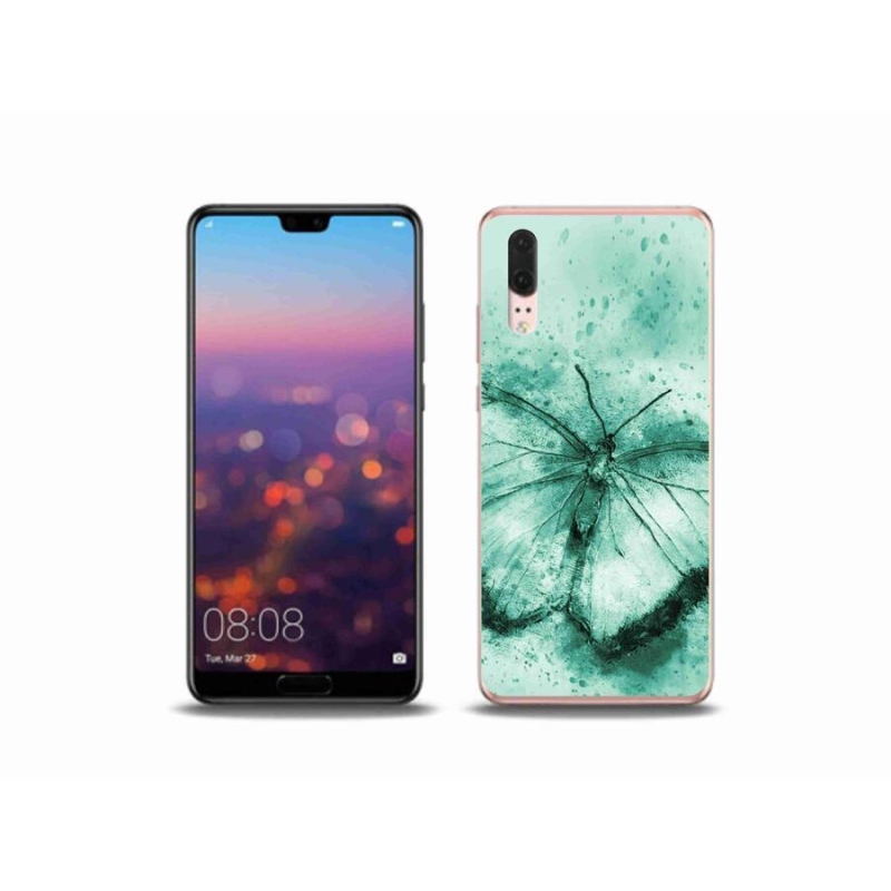 Gélový obal mmCase na mobil Huawei P20 - zelený motýľ