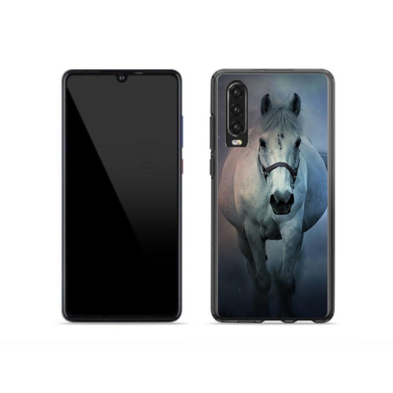 Gélový obal mmCase na mobil Huawei P30 - bežiaci biely kôň