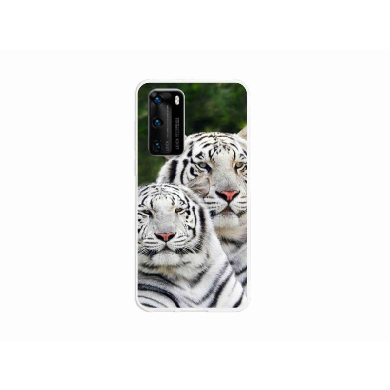 Gélový obal mmCase na mobil Huawei P40 - bieli tigre