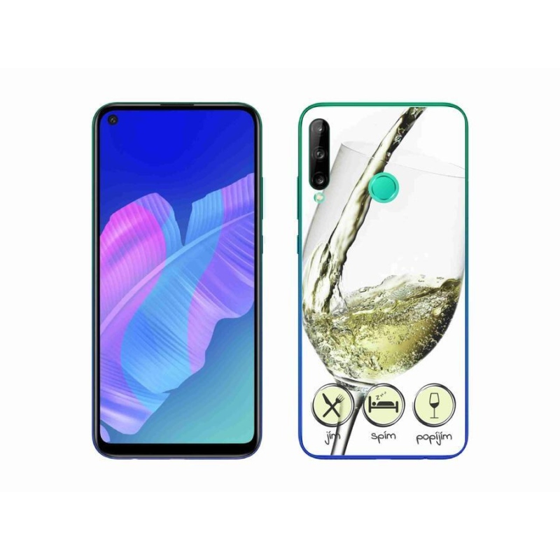 Gélový obal mmCase na mobil Huawei P40 Lite E - pohárik vína biele