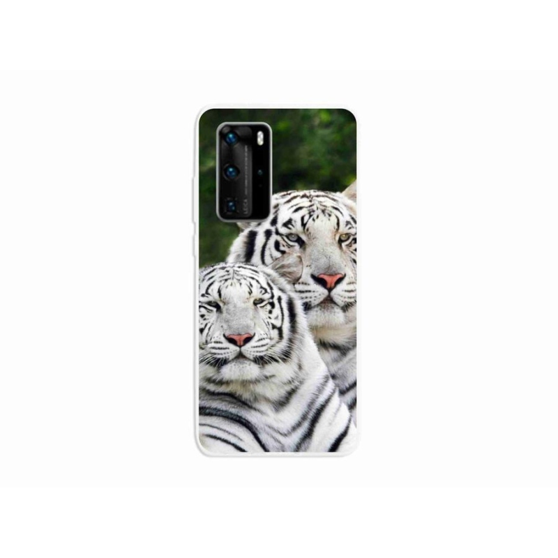 Gélový obal mmCase na mobil Huawei P40 Pro - bieli tigre