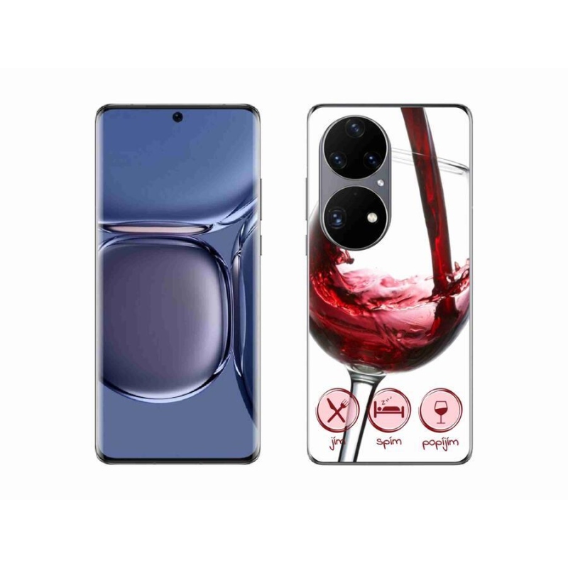 Gélový obal mmCase na mobil Huawei P50 Pro - pohár vína červené