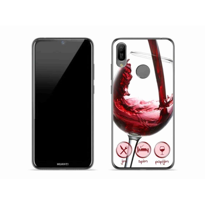 Gélový obal mmCase na mobil Huawei Y6 (2019) - pohárik vína červené