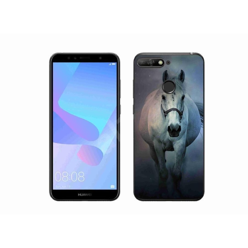 Gélový obal mmCase na mobil Huawei Y6 Prime 2018 - bežiaci biely kôň