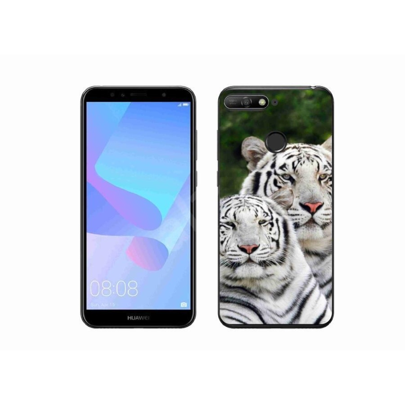 Gélový obal mmCase na mobil Huawei Y6 Prime (2018) - bieli tigre