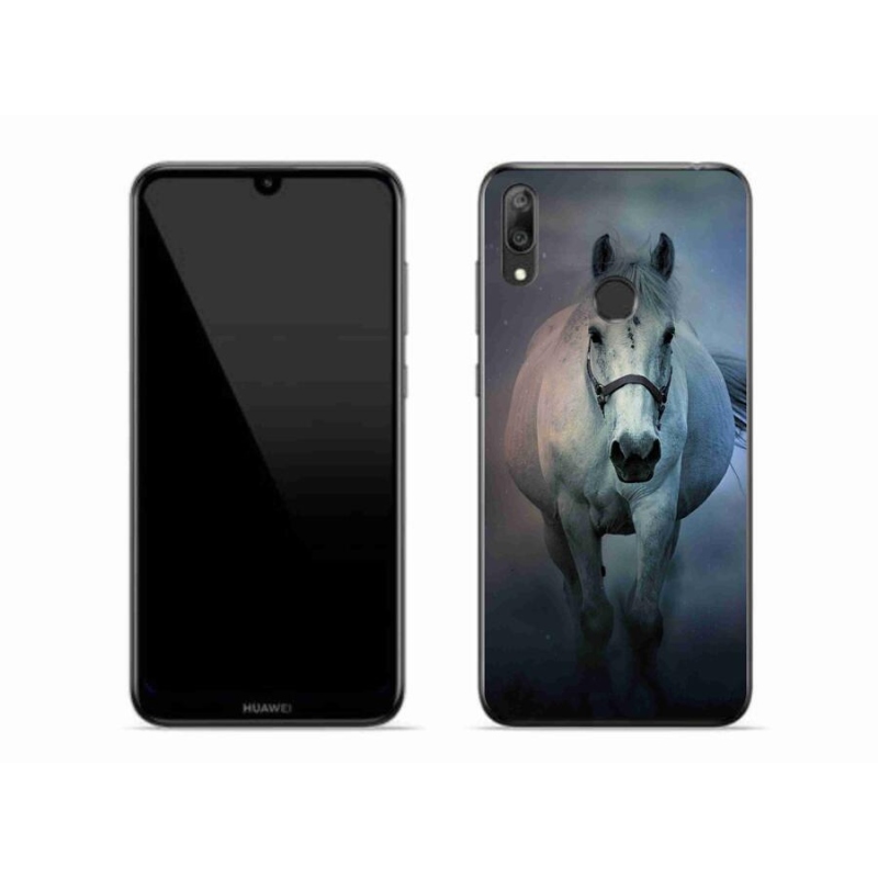 Gélový obal mmCase na mobil Huawei Y7 (2019) - bežiaci biely kôň