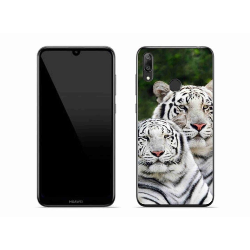 Gélový obal mmCase na mobil Huawei Y7 (2019) - bieli tigre