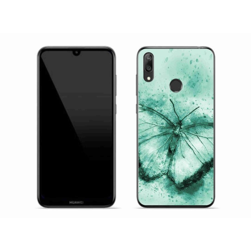 Gélový obal mmCase na mobil Huawei Y7 (2019) - zelený motýľ