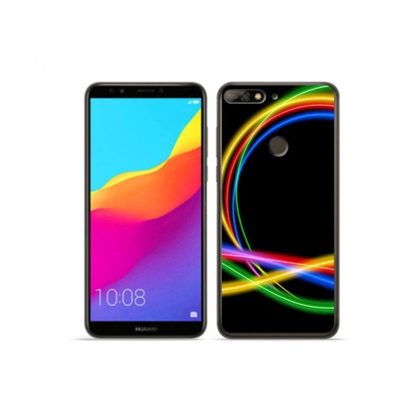 Gélový obal mmCase na mobil Huawei Y7 Prime (2018) - neónové kruhy