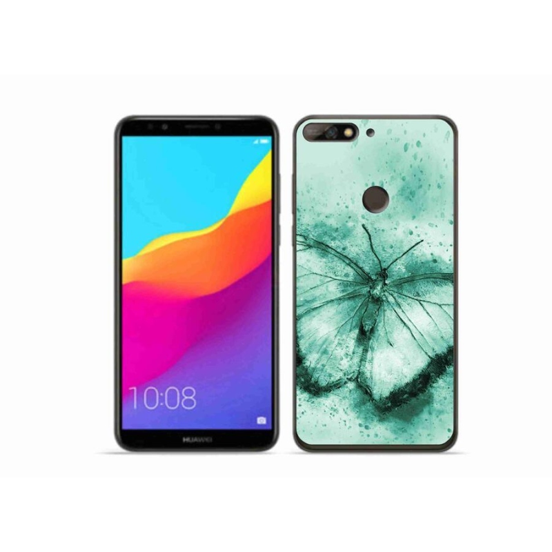 Gélový obal mmCase na mobil Huawei Y7 Prime (2018) - zelený motýľ