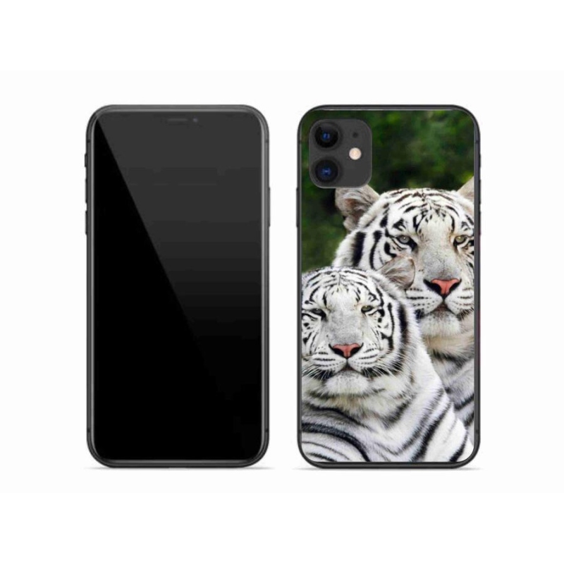 Gélový obal mmCase na mobil iPhone 11 - bieli tigre