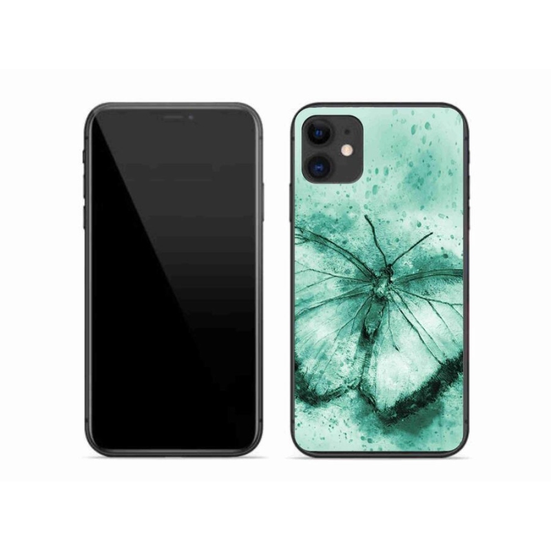 Gélový obal mmCase na mobil iPhone 11 - zelený motýľ