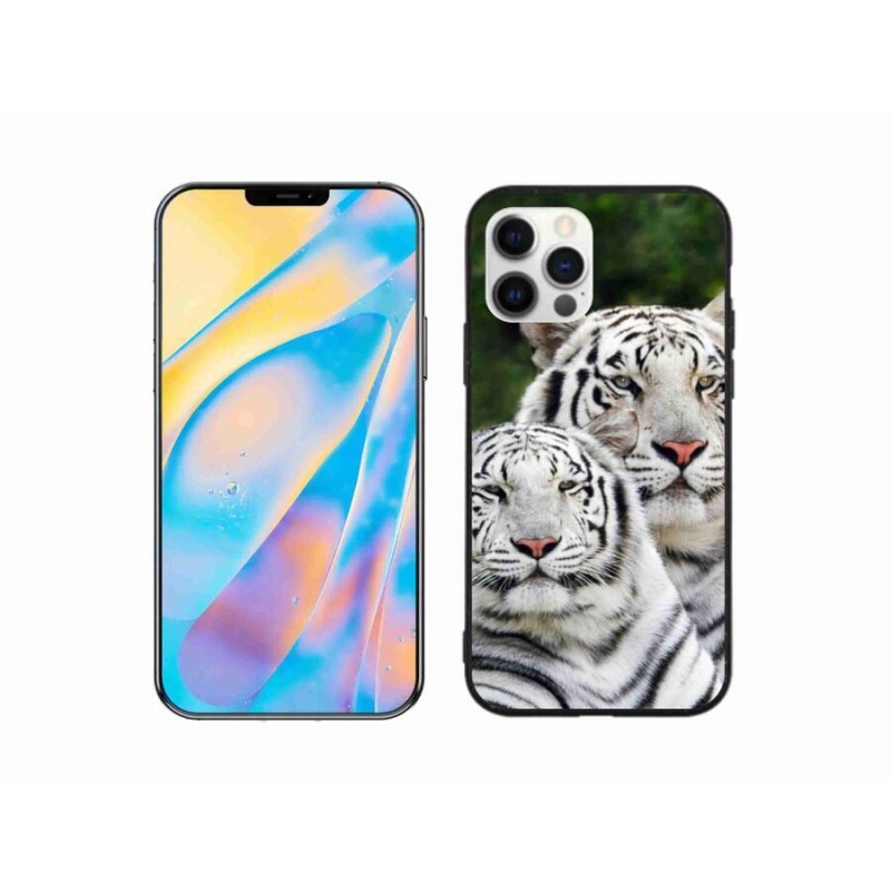 Gélový obal mmCase na mobil iPhone 12 - bieli tigre