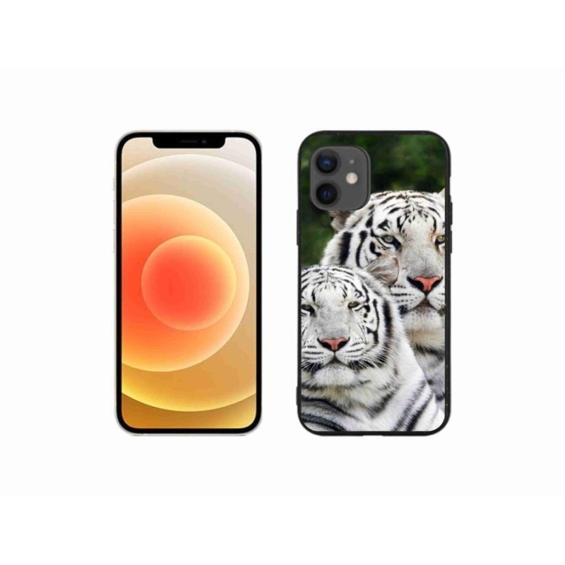 Gélový obal mmCase na mobil iPhone 12 mini - bieli tigre