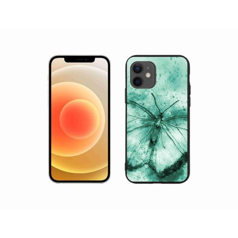 Gélový obal mmCase na mobil iPhone 12 mini - zelený motýľ