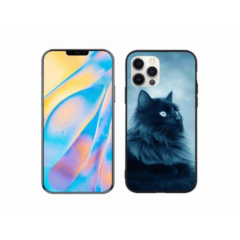 Gélový obal mmCase na mobil iPhone 12 Pro - čierna mačka 1