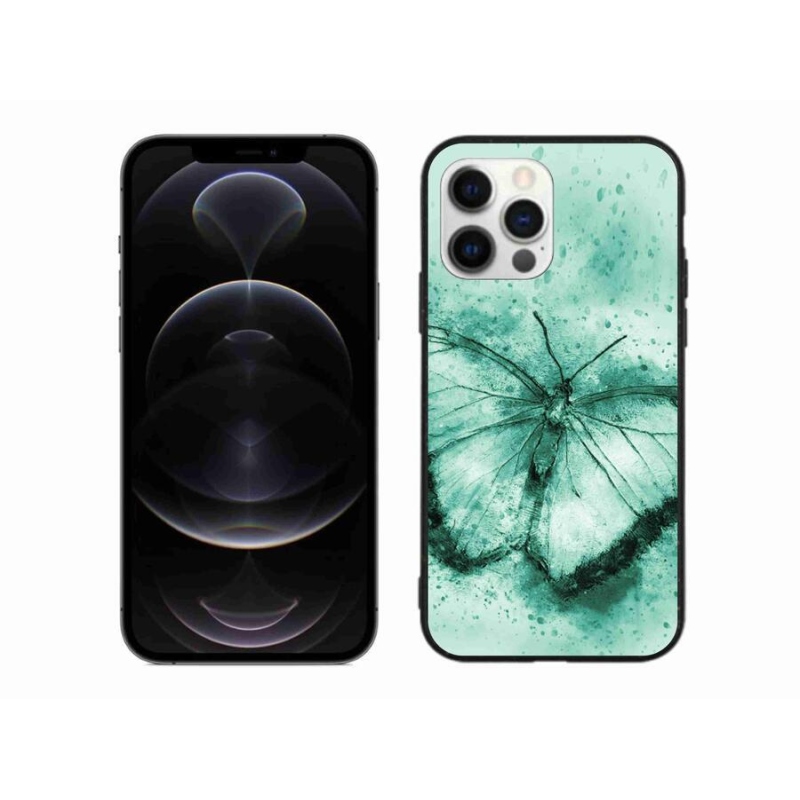 Gélový obal mmCase na mobil iPhone 12 Pro Max - zelený motýľ