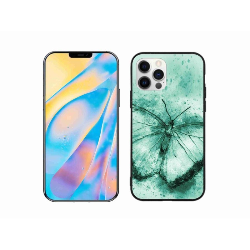 Gélový obal mmCase na mobil iPhone 12 - zelený motýľ