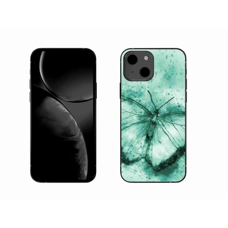 Gélový obal mmCase na mobil iPhone 13 6.1 - zelený motýľ