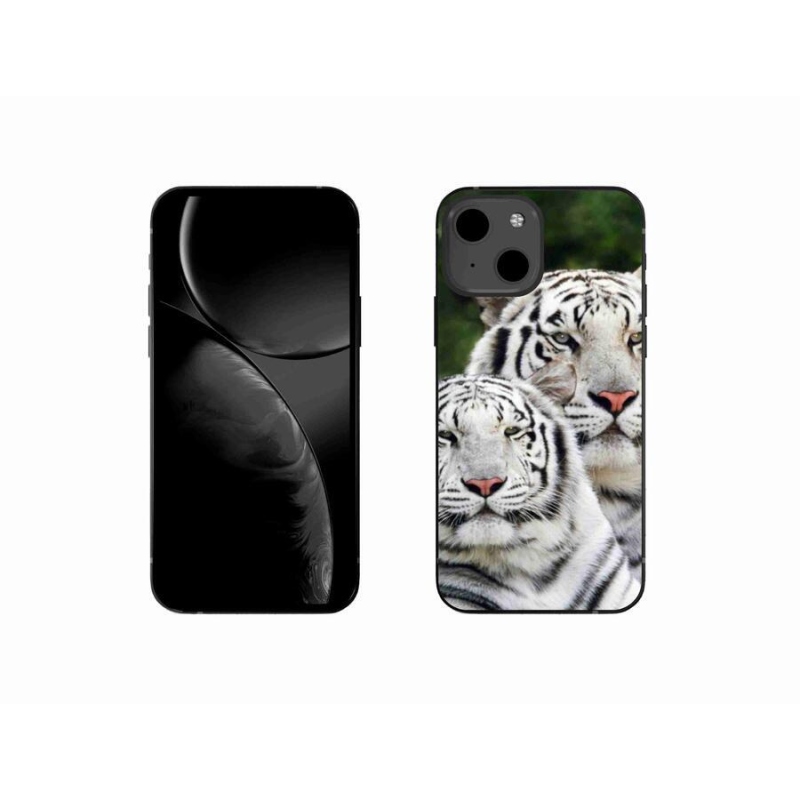 Gélový obal mmCase na mobil iPhone 13 mini 5.4 - bieli tigre