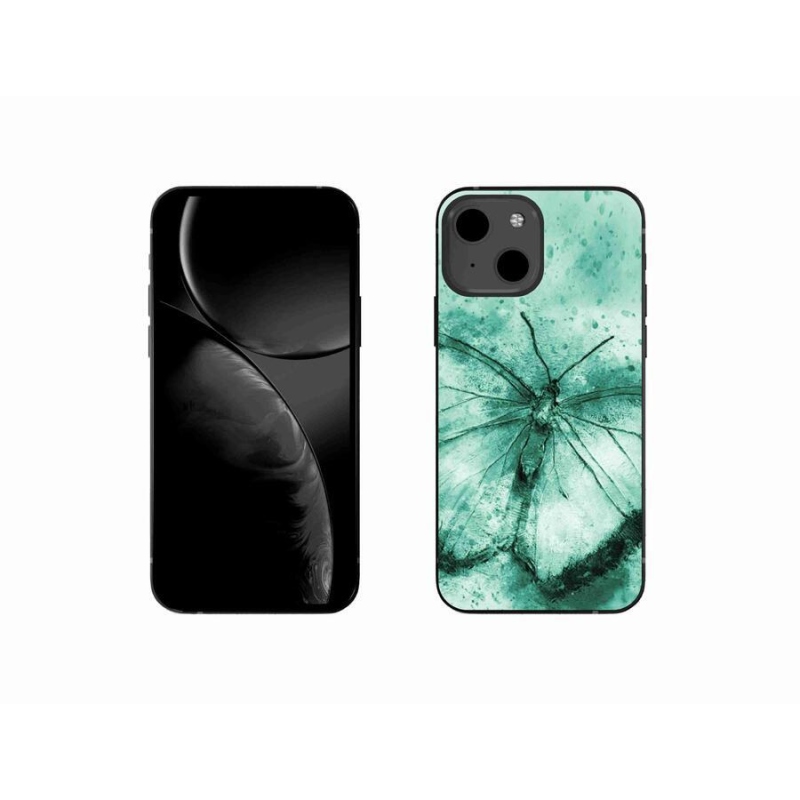 Gélový obal mmCase na mobil iPhone 13 mini 5.4 - zelený motýľ