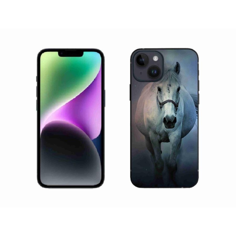 Gélový obal mmCase na mobil iPhone 14 - bežiaci biely kôň