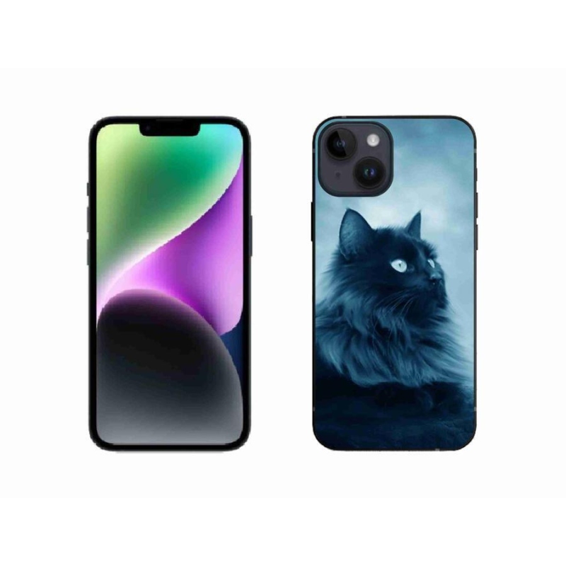 Gélový obal mmCase na mobil iPhone 14 - čierna mačka 1