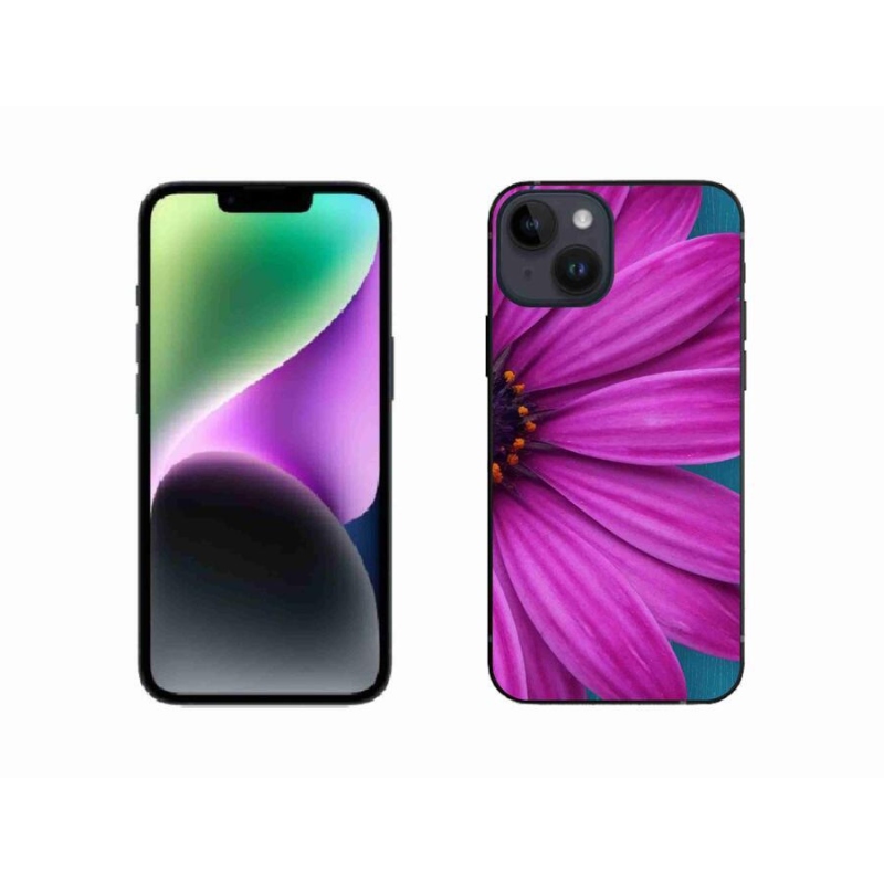 Gélový obal mmCase na mobil iPhone 14 - fialová margaréta
