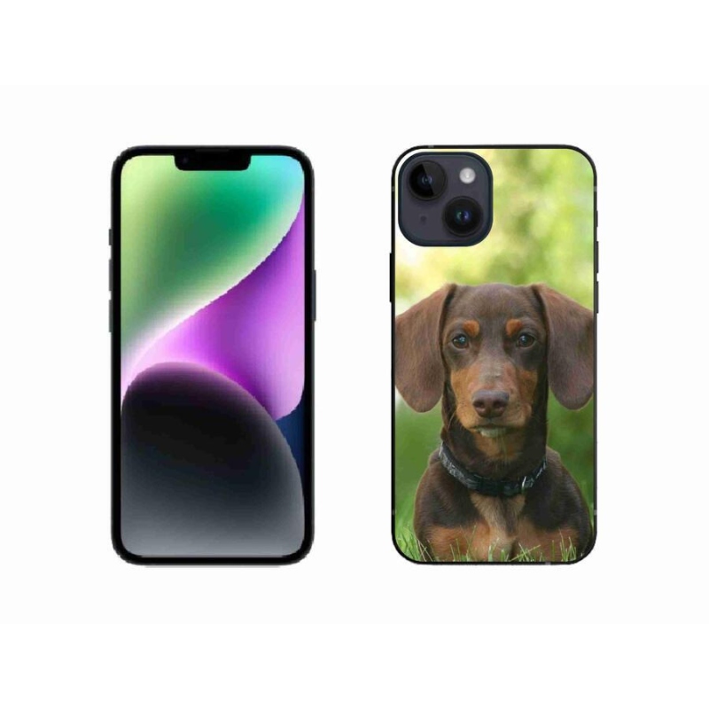 Gélový obal mmCase na mobil iPhone 14 - hnedý jazvečík