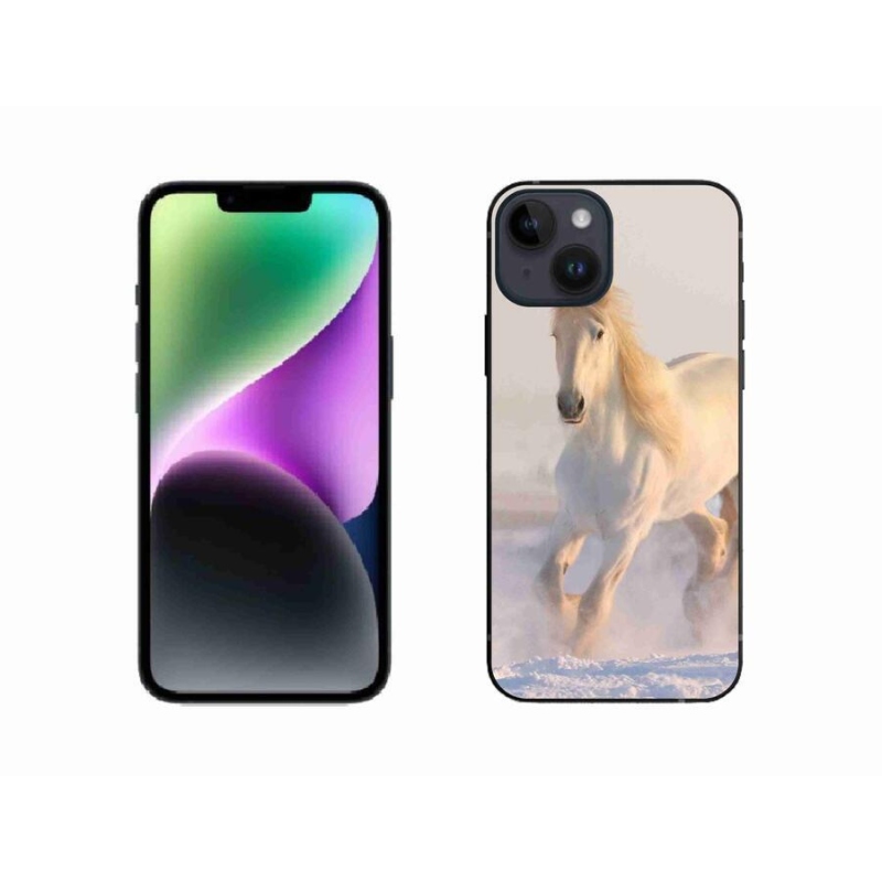 Gélový obal mmCase na mobil iPhone 14 - kôň v snehu