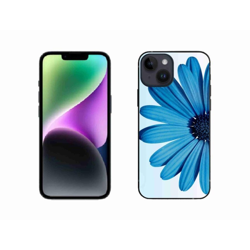 Gélový obal mmCase na mobil iPhone 14 - modrá margaréta