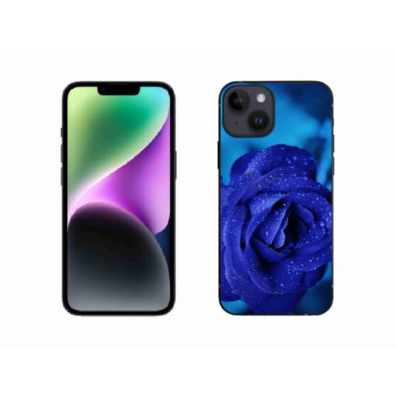Gélový obal mmCase na mobil iPhone 14 - modrá ruža