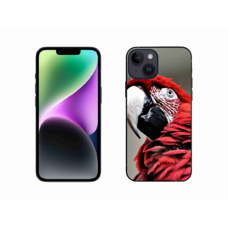 Gélový obal mmCase na mobil iPhone 14 - papagáj ara červený