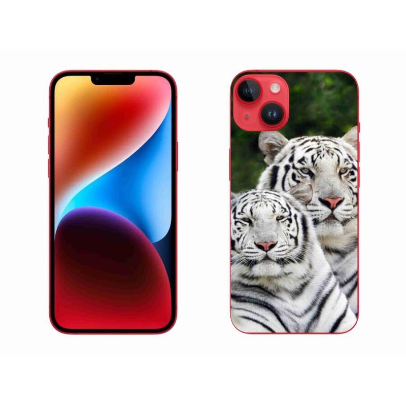 Gélový obal mmCase na mobil iPhone 14 Plus - bieli tigre