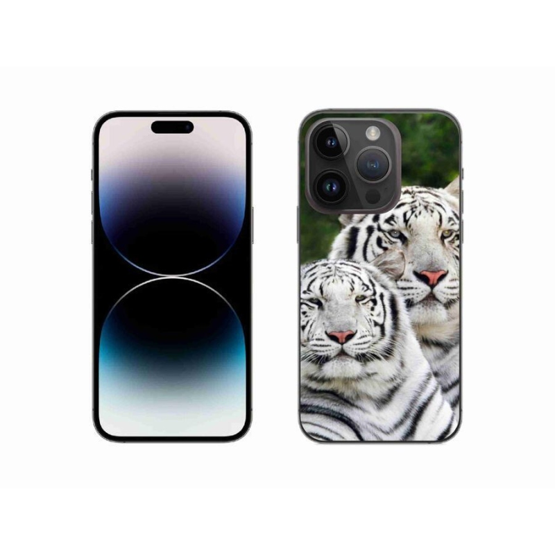 Gélový obal mmCase na mobil iPhone 14 Pro 6.1 - bieli tigre