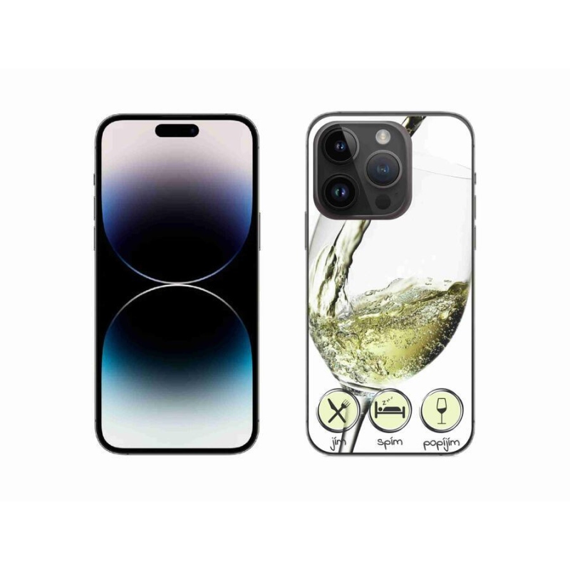 Gélový obal mmCase na mobil iPhone 14 Pro 6.1 - pohár vína bielej