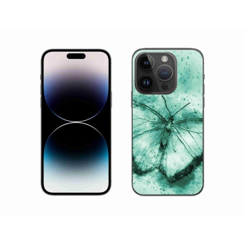 Gélový obal mmCase na mobil iPhone 14 Pro 6.1 - zelený motýľ