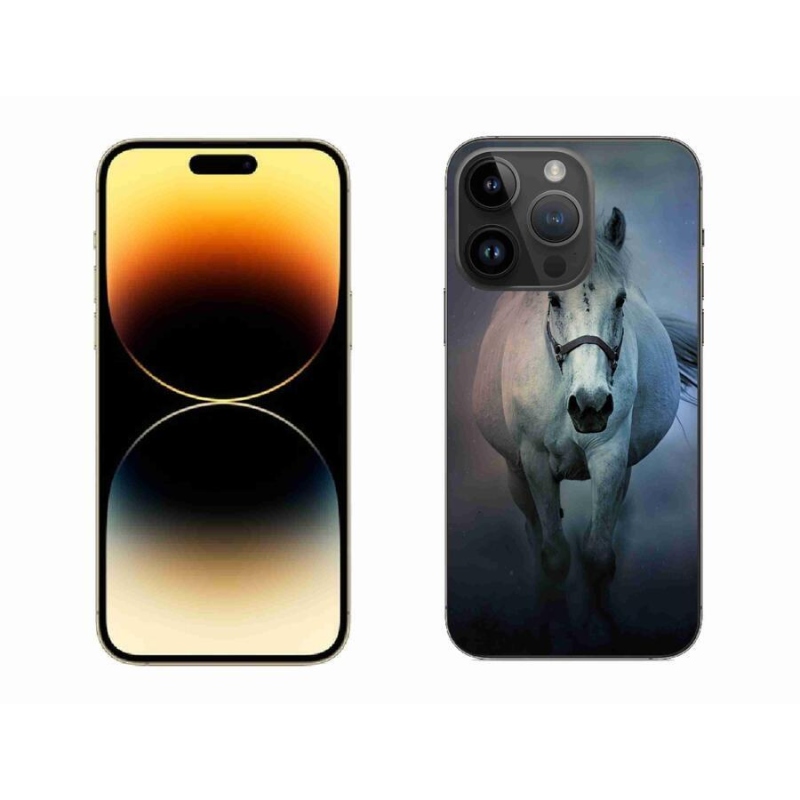 Gélový obal mmCase na mobil iPhone 14 Pro Max 6.7 - bežiaci biely kôň