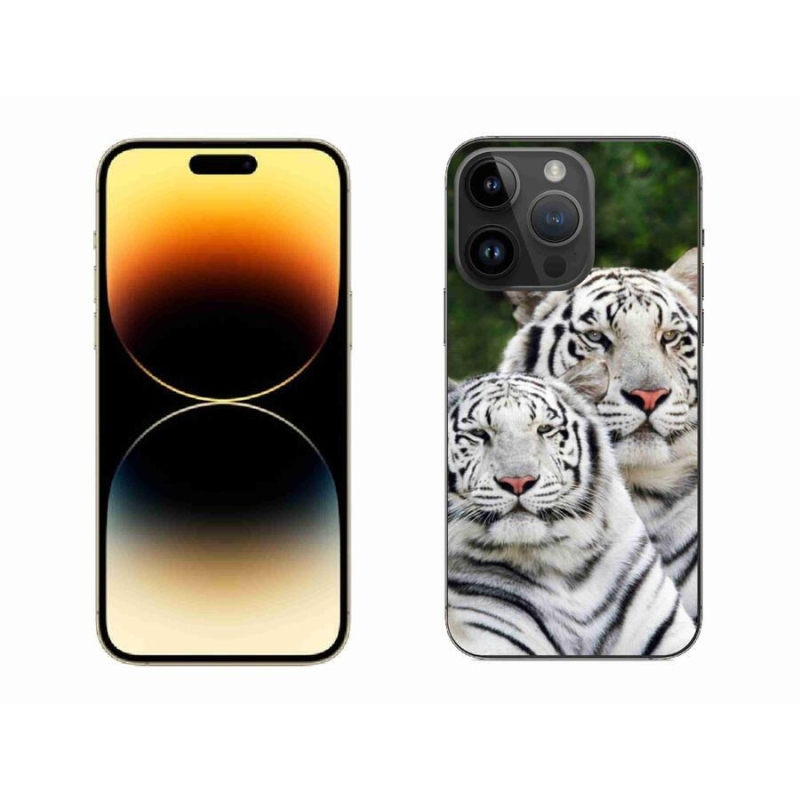 Gélový obal mmCase na mobil iPhone 14 Pro Max 6.7 - bieli tigre