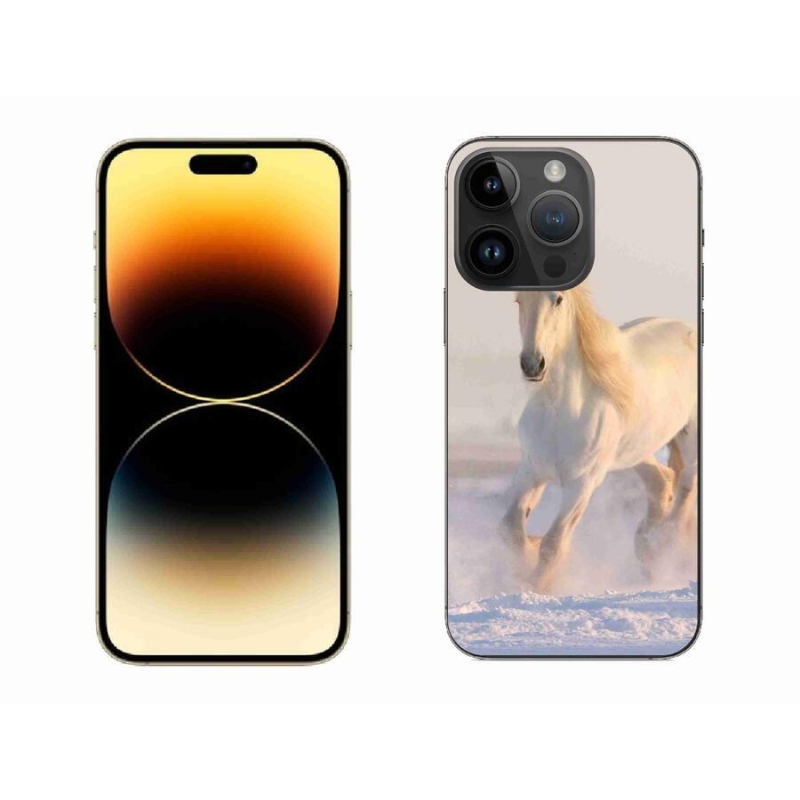 Gélový obal mmCase na mobil iPhone 14 Pro Max 6.7 - kôň v snehu