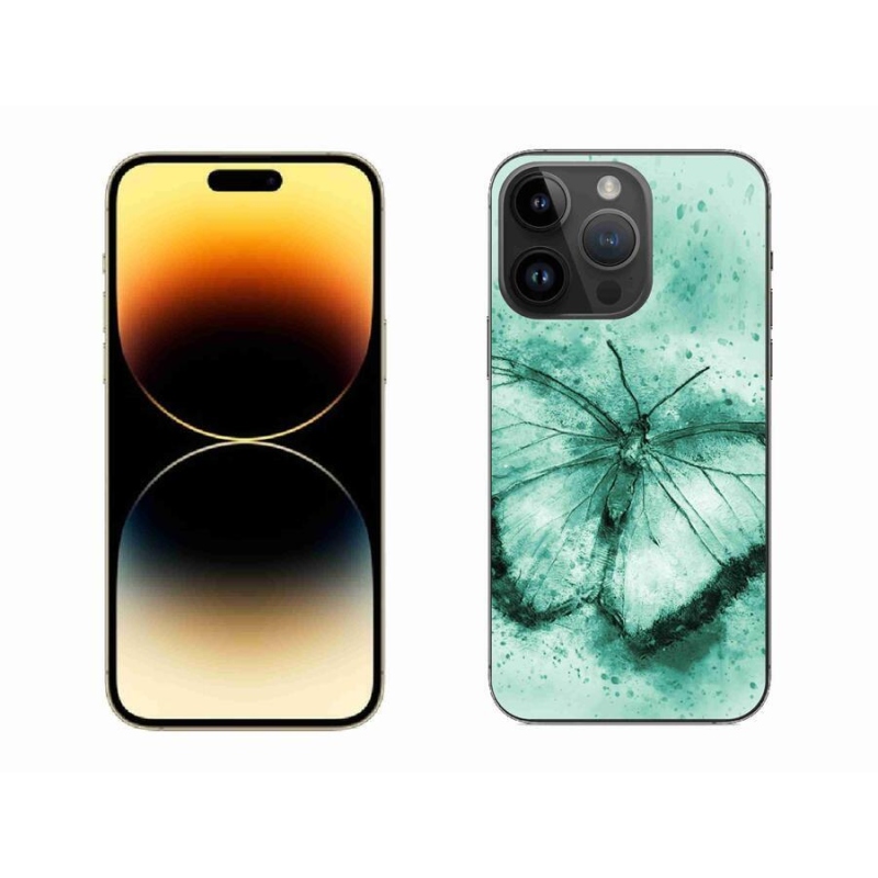 Gélový obal mmCase na mobil iPhone 14 Pro Max 6.7 - zelený motýľ