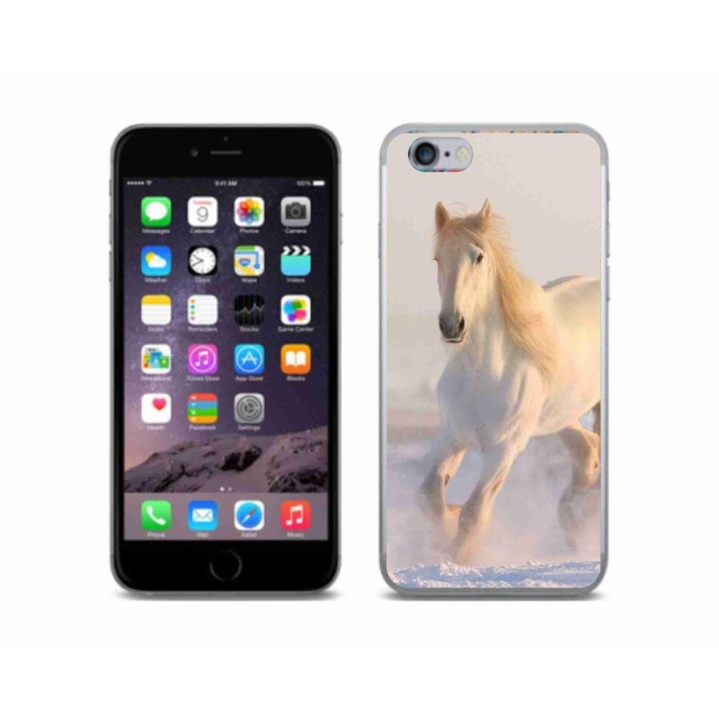 Gélový obal mmCase na mobil iPhone 6 / 6S - kôň v snehu