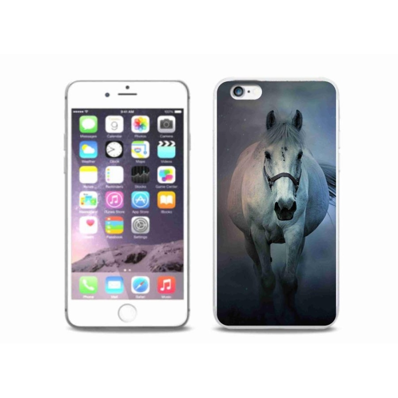 Gélový obal mmCase na mobil iPhone 6 / 6S Plus - bežiaci biely kôň