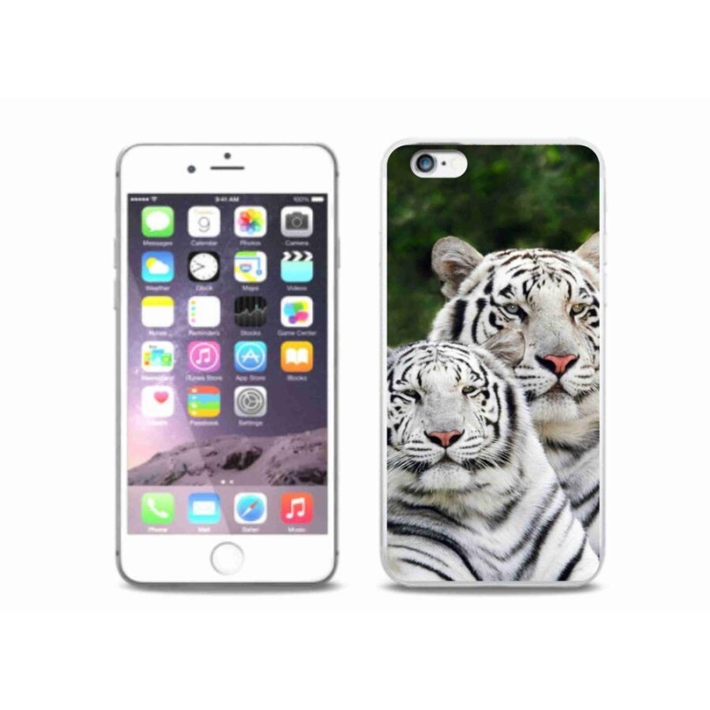 Gélový obal mmCase na mobil iPhone 6 Plus / 6S Plus - bieli tigre